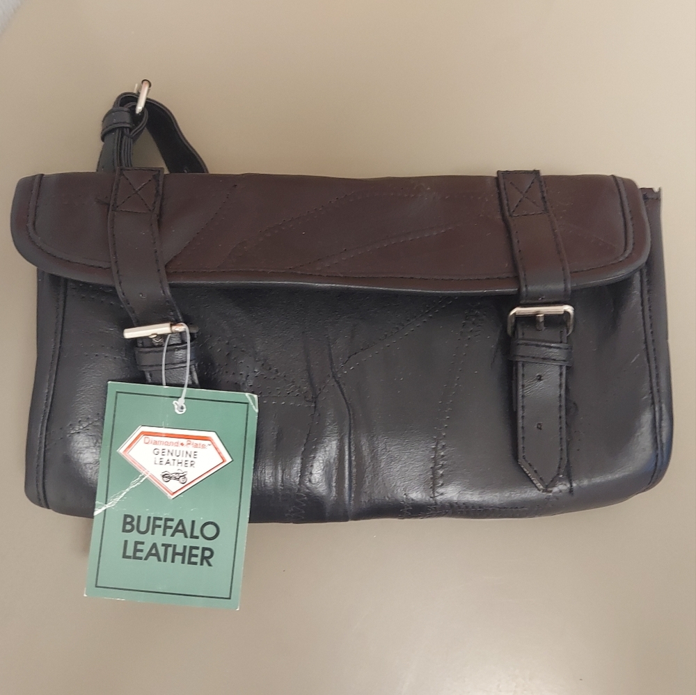 Diamond Plate 11" Black Buffalo Leather Tool Bag Motorcycle NWT